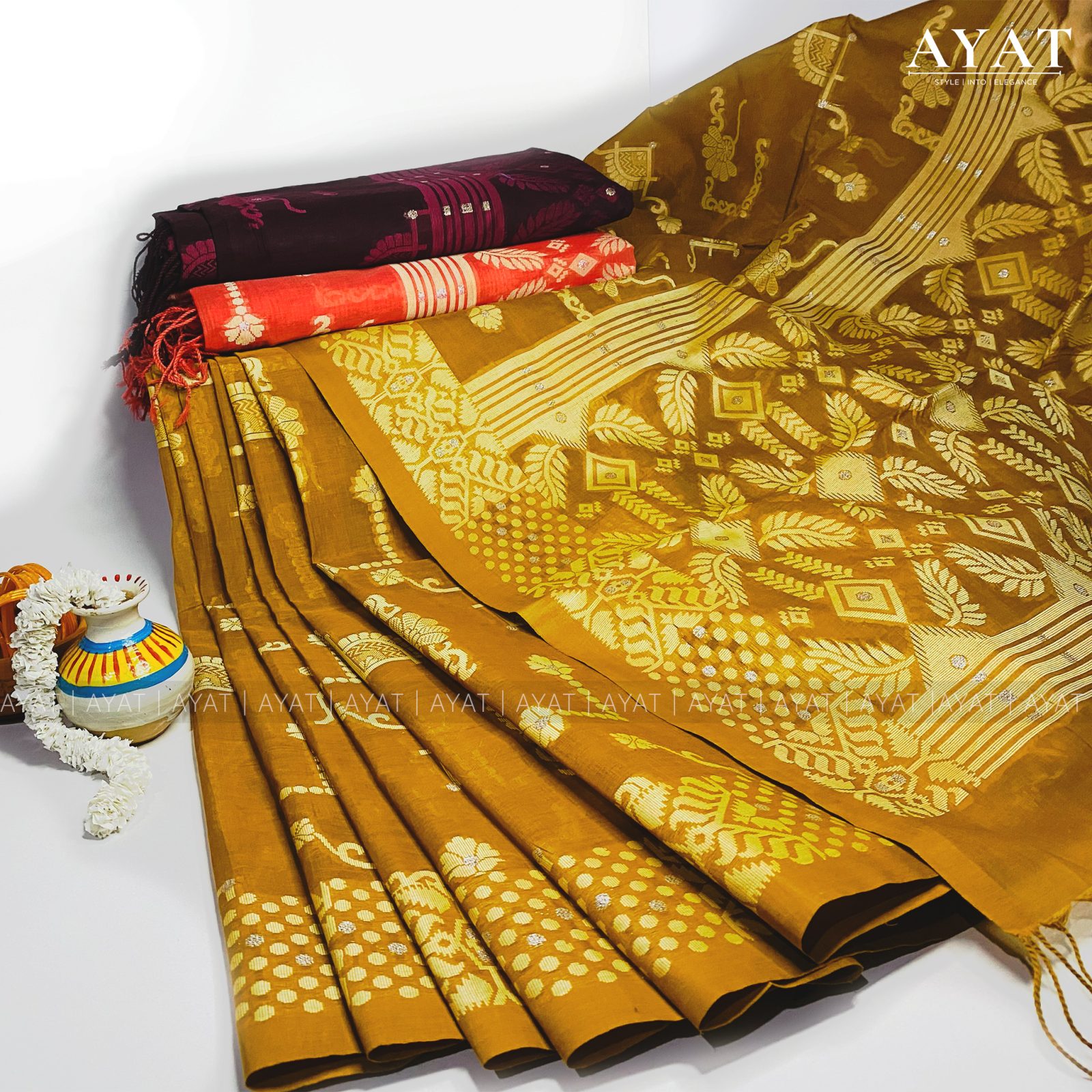 Royal Deep Yellow Floral Saree