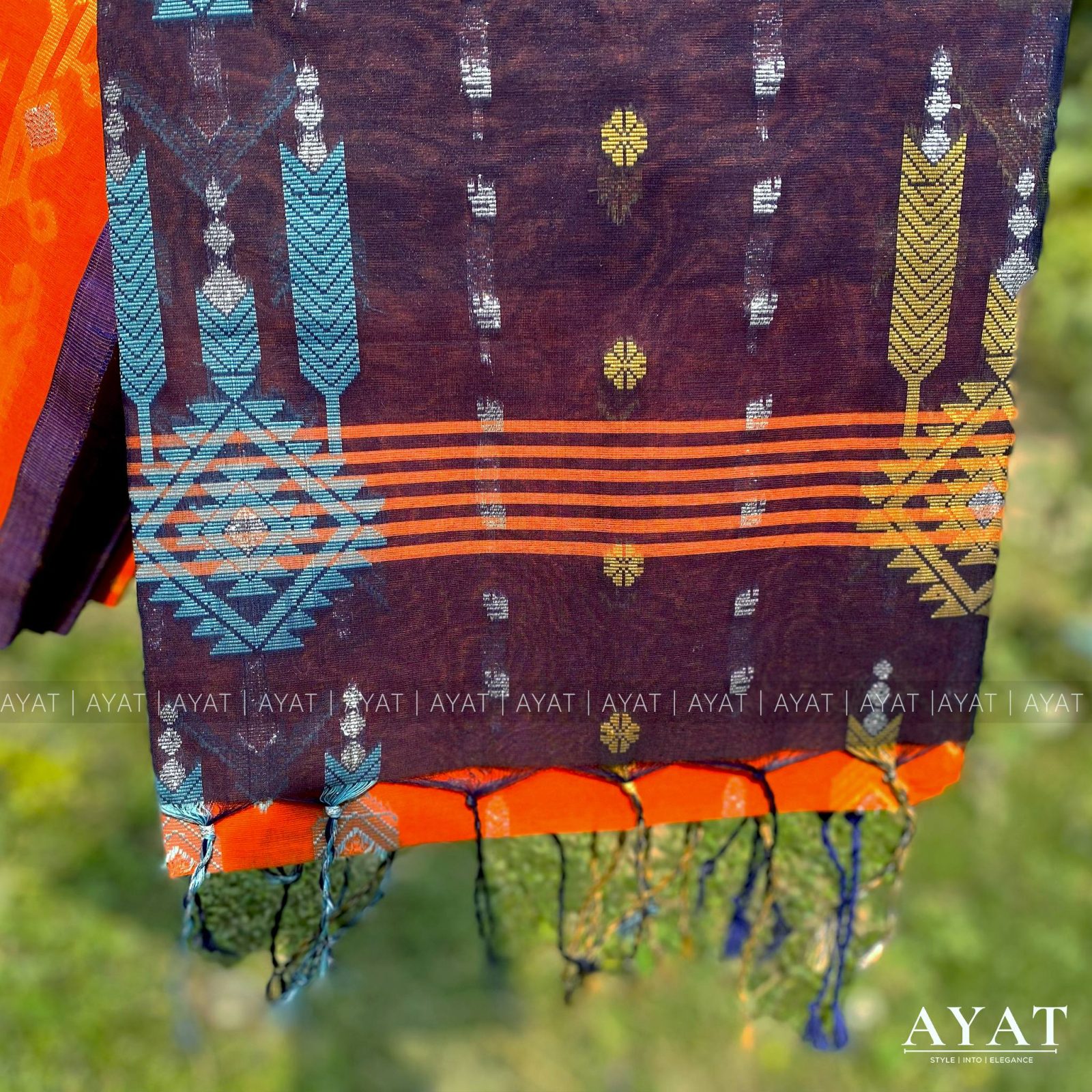 Orange Blue Elegance Suti Saree