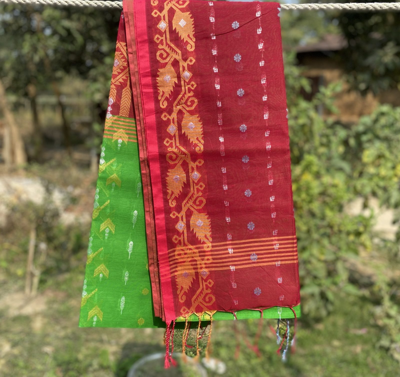 Orange Blue Elegance Suti Saree