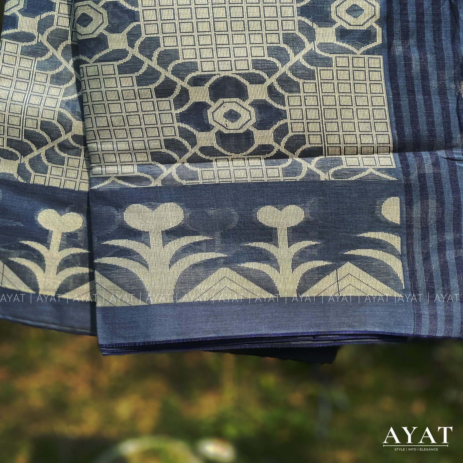 Golden Weave Suti Saree Sky Blue