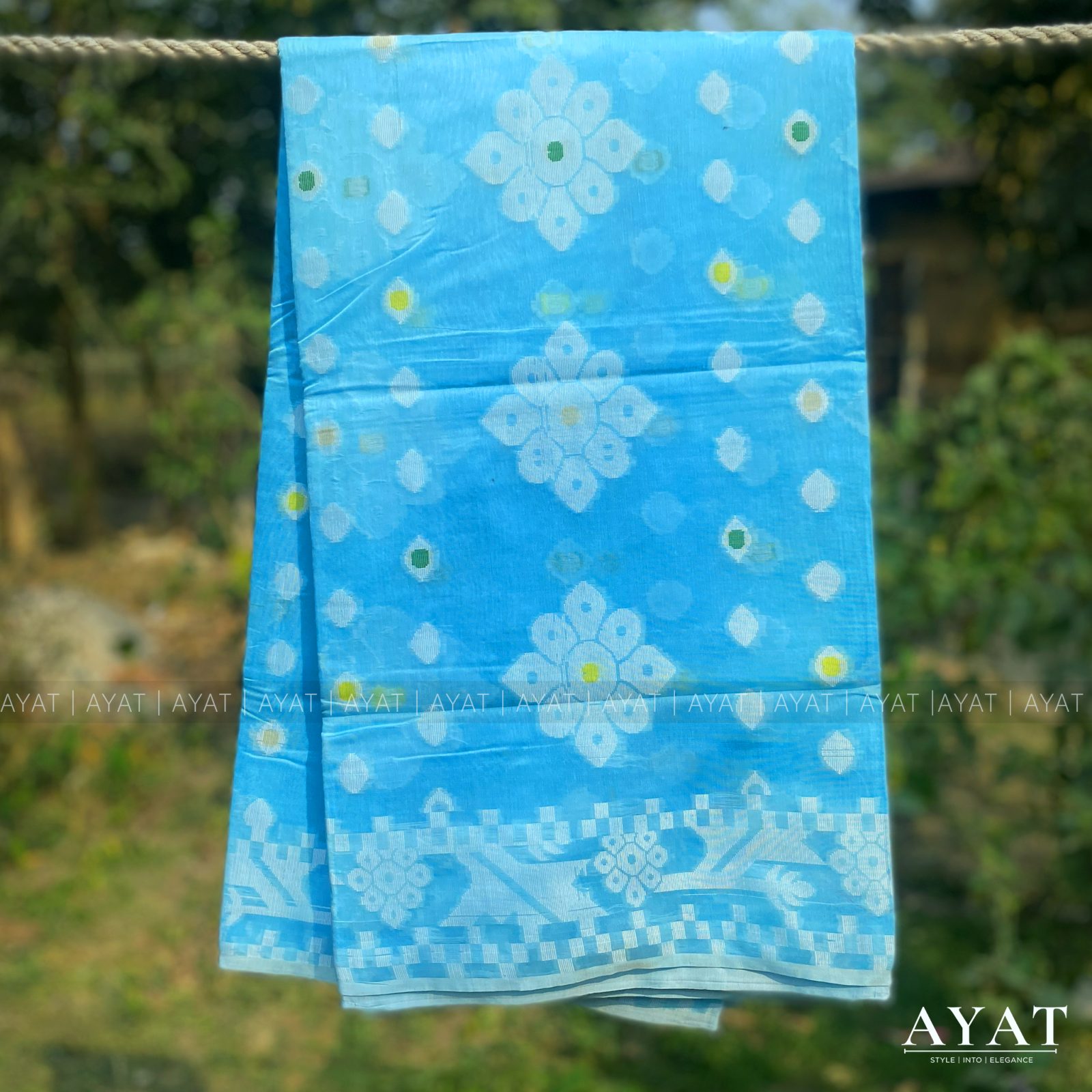Sky Blue Elegant Jamdani Style Suti Saree